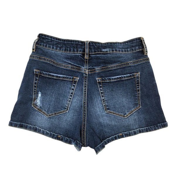 Bullhead Denim Co  Shorts Size 5 Juniors Mid Rise Distressed Womens Cuffed Hems - Picture 2 of 8